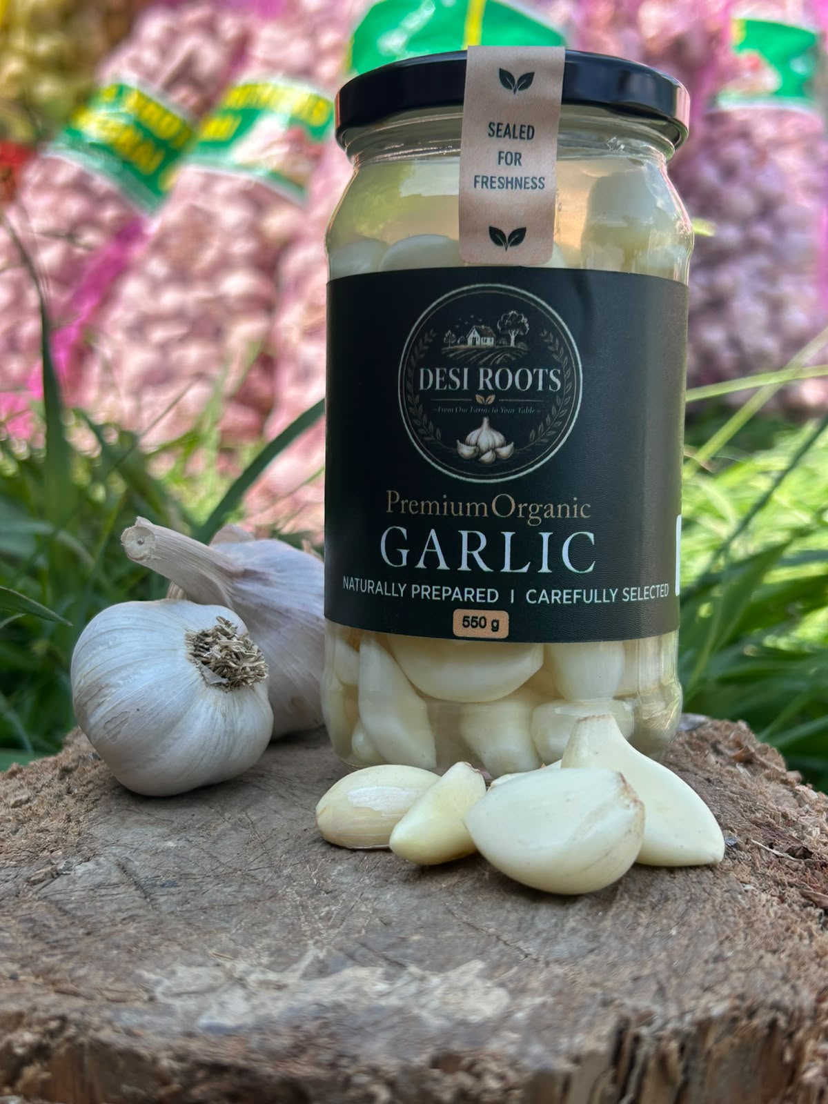 Garlic jar in the field